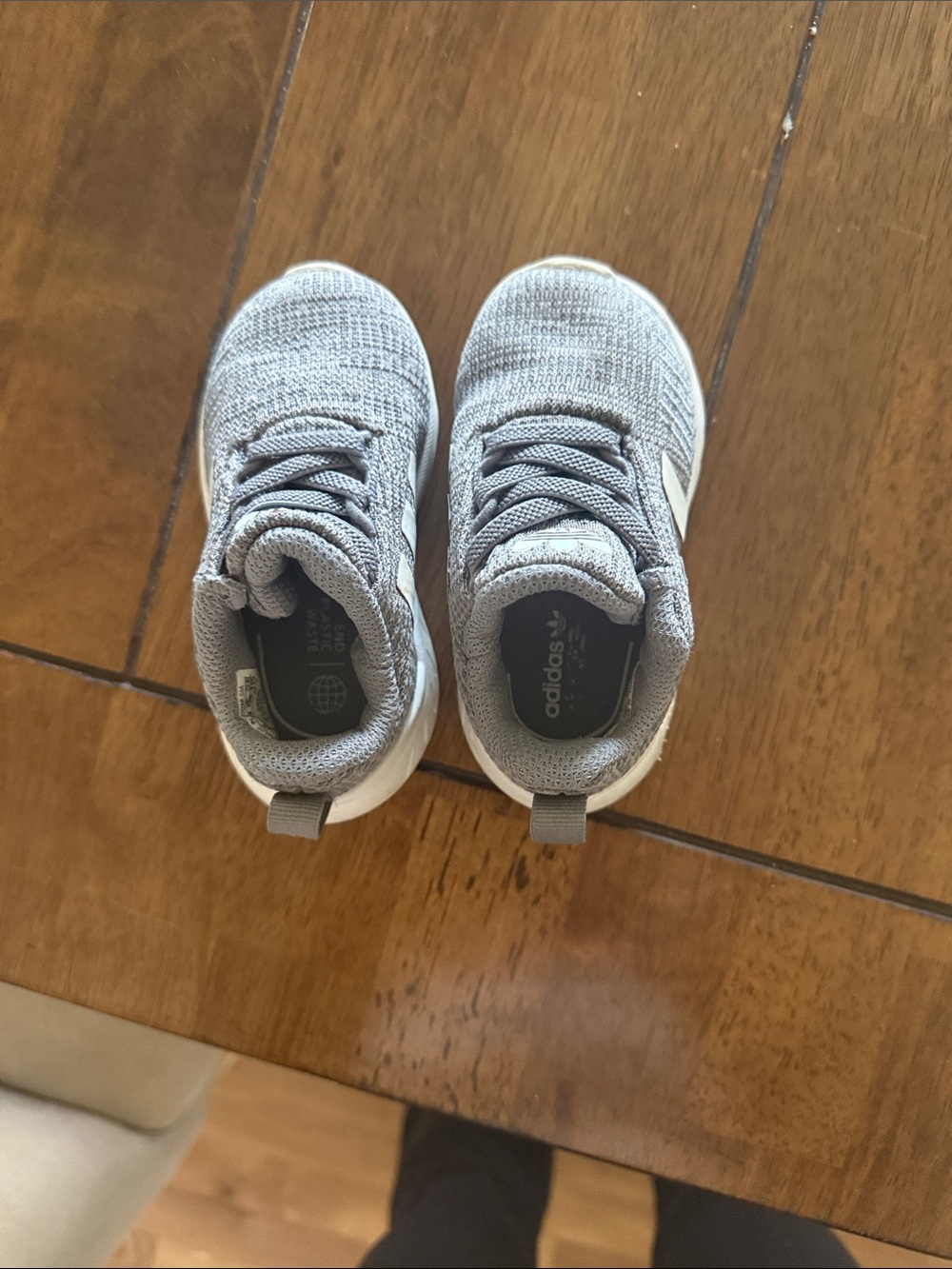 adidas Kids Gray Knit Slip-On Sneakers